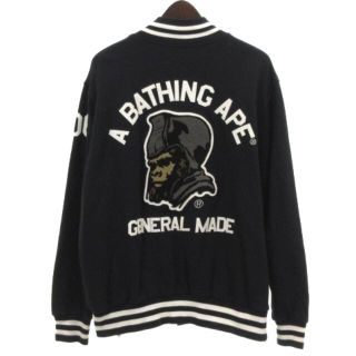 アベイシングエイプ(A BATHING APE)のアベイシングエイプ スタジャン ジャケット スウェット ロゴ ワッペン 紺 L(その他)