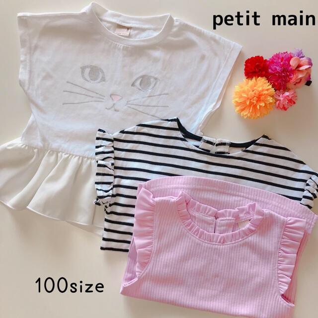 petit main(プティマイン)の⭐️SALE⭐️プティマイン 3点セット まとめ売り 100サイズ キッズ/ベビー/マタニティのキッズ服女の子用(90cm~)(Tシャツ/カットソー)の商品写真