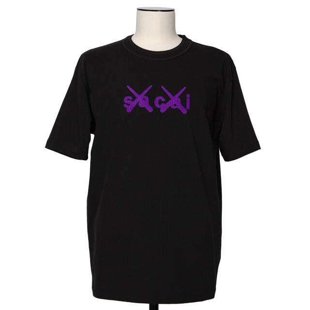 sacai kaws flock print t-shirt 黒 3 新品未使用