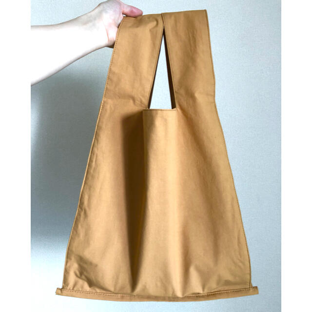ショルダーベルト付き、エコバッグ型バッグ　　　　キャメル ハンドメイドのファッション小物(バッグ)の商品写真