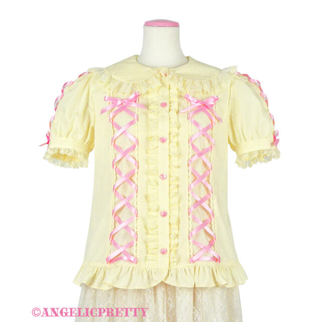 angelic pretty レースアップブラウス イエロー | vizoobras.com.br