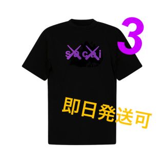 サカイ(sacai)のsacai KAWS Flock Print T Black サイズ3(Tシャツ/カットソー(半袖/袖なし))