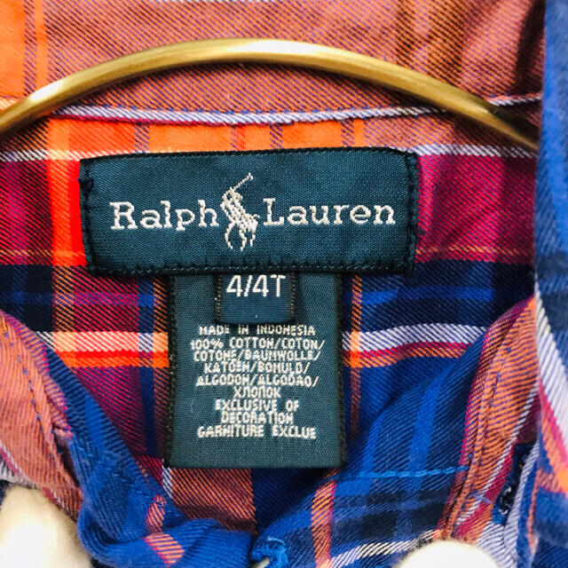 Ralph Lauren(ラルフローレン)のラルフローレン チェック柄 半袖 ボタンダウンシャツ4T RalphLauren キッズ/ベビー/マタニティのキッズ服男の子用(90cm~)(ブラウス)の商品写真
