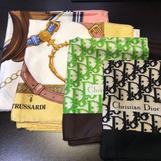 クリスチャンディオール(Christian Dior)のDior Longchamp TRUSSARDI スカーフ 4枚まとめ(バンダナ/スカーフ)