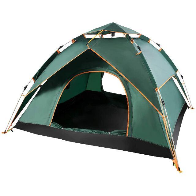 テント ワンタッチテント 二重層 3～4人用 収納バッグ付（グリーン） 5
