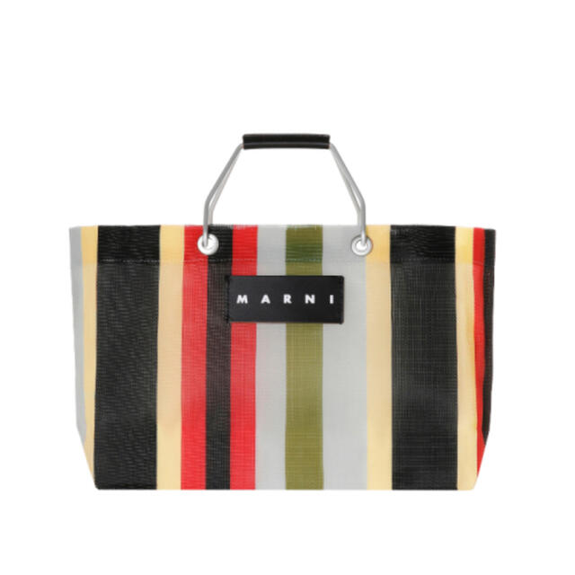 レディース【新品】MARNI ストライプバッグ ミニ　イノックスグレー