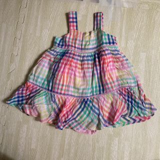 ベビーギャップ(babyGAP)のbabyGAP ピンクチェック柄ワンピース　ブルマ付き　6〜12m(ワンピース)