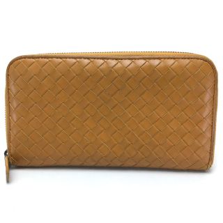 ボッテガヴェネタ(Bottega Veneta)のボッテガヴェネタ BOTTEGA VENETA ジップアラウンドウォレット イントレチャート ラウンドファスナ 長財布 ラムスキン オレンジ系(財布)