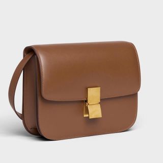 セリーヌ(celine)のセリーヌ クラシックミディアム 旧ロゴ  キャメル ボックスカーフ(ショルダーバッグ)