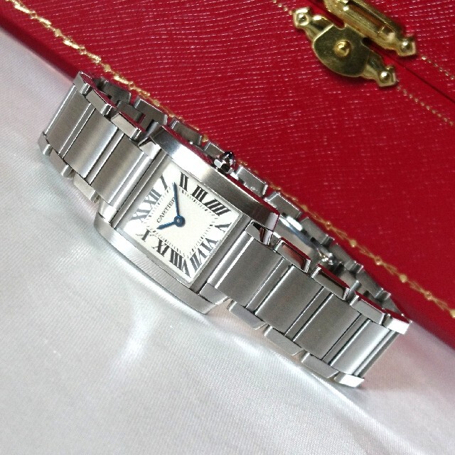 CARTIER カルティエ サントスガルベSM SS QZ 1565 ホワイト文字盤 ローマインデックス レディース 腕時計 稼働品