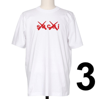 サカイ(sacai)のサイズ 3 sacai x KAWS Flock Print Tシャツ 確実本物(Tシャツ/カットソー(半袖/袖なし))