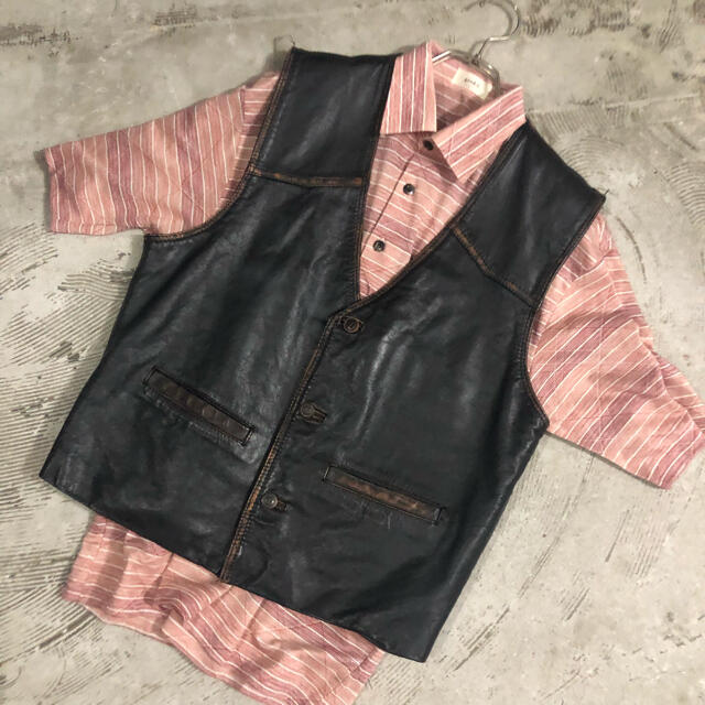 old leather vest vintage 　レザー