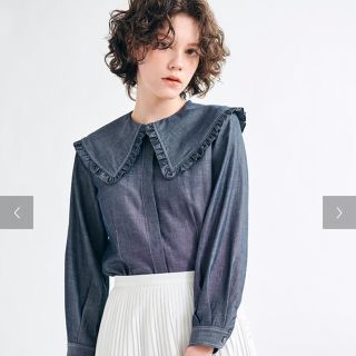 ランバンオンブルー(LANVIN en Bleu)のLANVIN en Bleu   ビックフリルカラーブラウス  完売品(シャツ/ブラウス(長袖/七分))