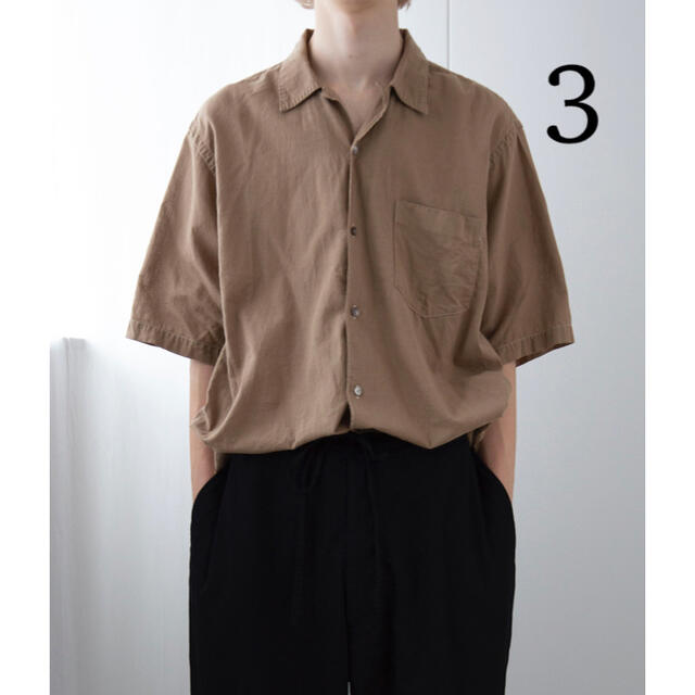 【COMOLI】ベタシャンオープンカラーシャツ カーキ size:3