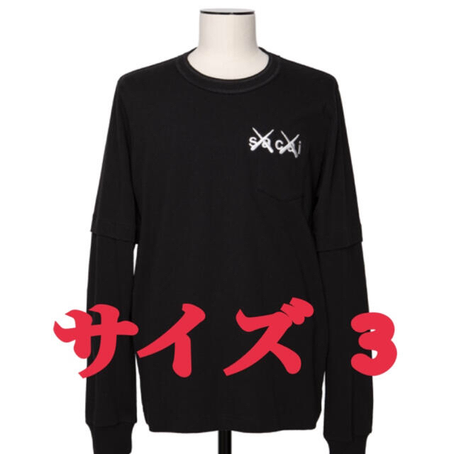 sacai x KAWS Embroidery Long Sleeve サイズ3メンズ