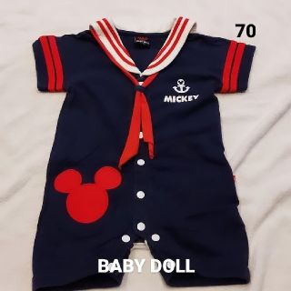 ベビードール(BABYDOLL)の【BABY DOLL】ミッキー　セーラー　ネイビー　半袖　ロンパース　70サイズ(ロンパース)