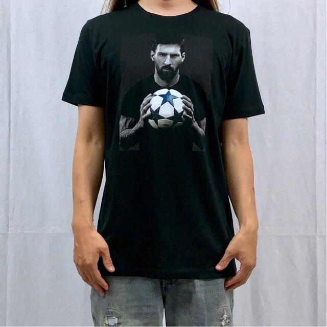 【メッシ】新品 サッカー アルゼンチン フォトプリント 黒 Tシャツ