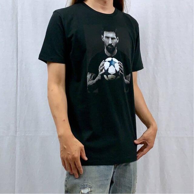 【メッシ】新品 サッカー アルゼンチン フォトプリント 黒 Tシャツ 2
