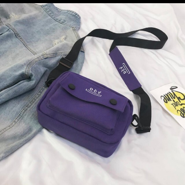 斜めがけ ショルダーバッグ キャンバス 韓国 紫 メンズ レディース レディースのバッグ(ショルダーバッグ)の商品写真