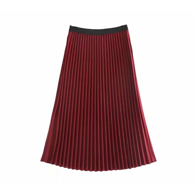 ZARA(ザラ)の🌻7月新作🏖4839◆ボルドー プリーツ フレアスカート レディースのスカート(ひざ丈スカート)の商品写真