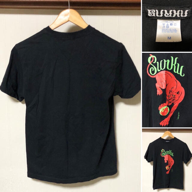 ART VINTAGE(アートヴィンテージ)の人気❗️SURKU CAFE スルク カフェ 赤豹 プリント Tシャツ 黒 メンズのトップス(Tシャツ/カットソー(半袖/袖なし))の商品写真