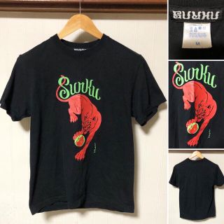 アートヴィンテージ(ART VINTAGE)の人気❗️SURKU CAFE スルク カフェ 赤豹 プリント Tシャツ 黒(Tシャツ/カットソー(半袖/袖なし))