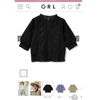 グレイル(GRL)のGRL レースデザインブラウス an870  ブラック(シャツ/ブラウス(半袖/袖なし))