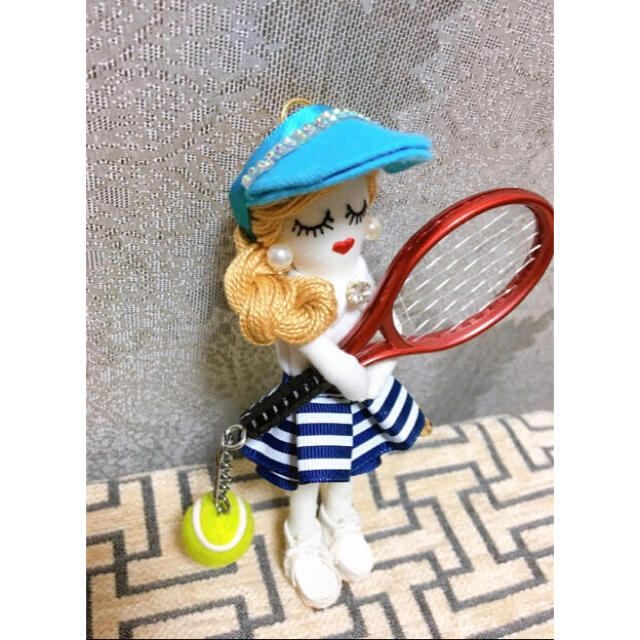 ドールチャーム　テニス　受注作製 ハンドメイドのファッション小物(バッグチャーム)の商品写真