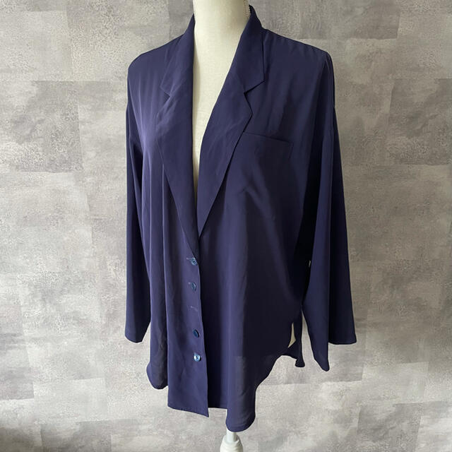 古着　ヴィンテージ　紫　ジャケット　ユニセックス　ポリシャツ　L LL レディースのジャケット/アウター(テーラードジャケット)の商品写真