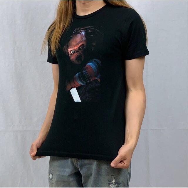 【チャイルドプレイ】新品 チャッキー ホラー映画 フォトプリント 黒 Tシャツ