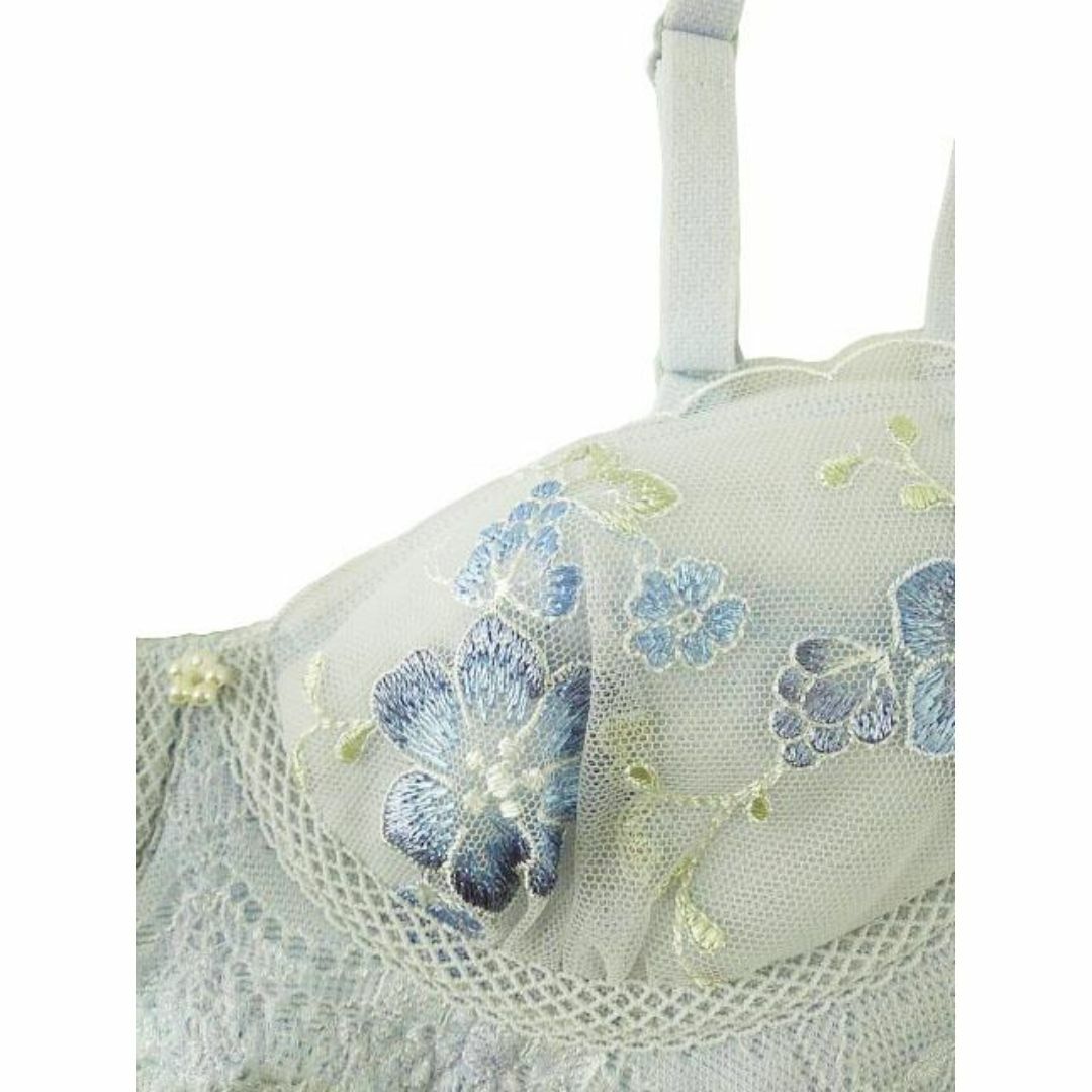 SI5351-31◇送料無料 新品ノンワイヤー花柄刺繡ブラAA65 ソフトブルー レディースの下着/アンダーウェア(ブラ)の商品写真