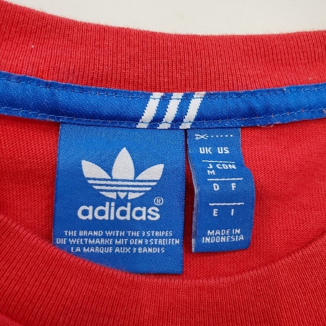 adidas(アディダス)のアディダス　オリジナルス　半袖Tシャツ　赤　トレフォイルロゴ　メンズ　服　古着 メンズのトップス(Tシャツ/カットソー(半袖/袖なし))の商品写真