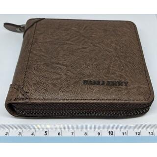合皮製　財布　ラウンドジップ型2つ折り　ブラウン（茶色）(折り財布)