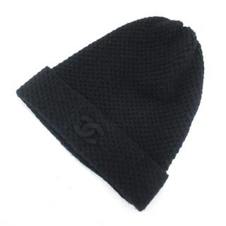 シャネル(CHANEL)のシャネル ニット帽 F美品  - 黒 ココマーク(ニット帽/ビーニー)