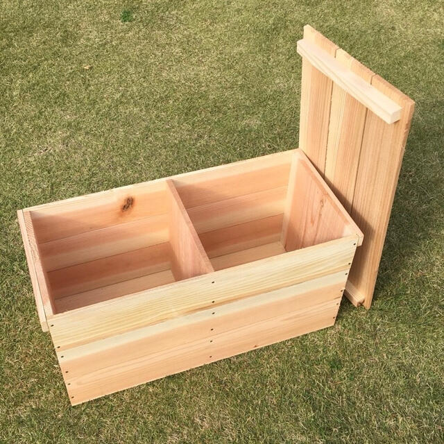 新品 蓋付 りんご箱 中板 2箱 // ウッドボックス 木箱 ボックス 収納 小物入れ