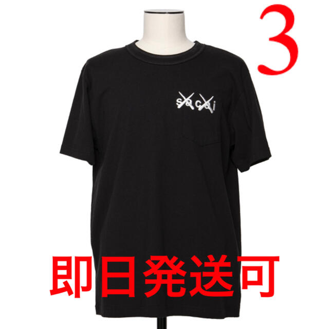 sacai(サカイ)のsacai KAWS embroidered tee サカイ カウズ　黒 3 メンズのトップス(Tシャツ/カットソー(半袖/袖なし))の商品写真