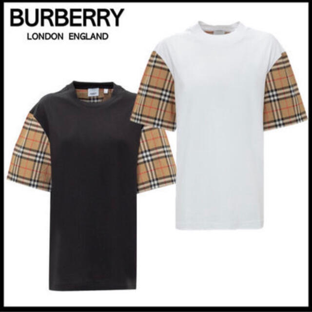 BURBERRY(バーバリー)のBurberryバーバリーチェック袖コットンTシャツ ユニセックス レディースのトップス(その他)の商品写真