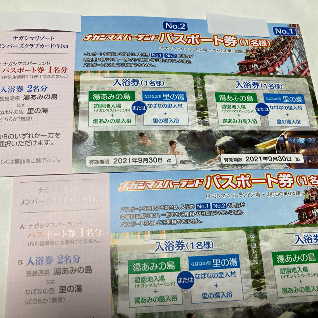 チケットナガシマスパーランド パスポート 券 or 湯あみの島 入浴券