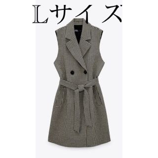 ザラ(ZARA)の【限定セール、未使用】ZARA ハウンドトゥースチェックロングベスト ジレ(ベスト/ジレ)