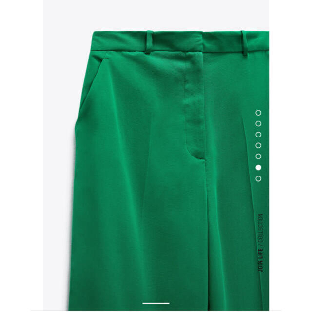 ZARA(ザラ)のZARA　マスキュリンワイドレッグパンツ　グリーン　XSサイズ レディースのパンツ(カジュアルパンツ)の商品写真