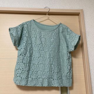 レースシャツ　ミントグリーン　フリーサイズ(Tシャツ(半袖/袖なし))