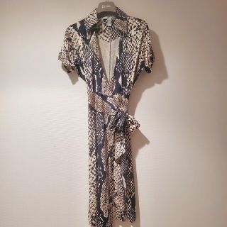 ダイアンフォンファステンバーグ(DIANE von FURSTENBERG)の【専用】ダイアンフォンファステンバーグ☆カシュクールワンピ/スネーク柄(ひざ丈ワンピース)