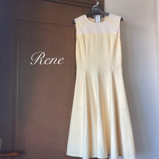 ルネ(René)の2020年♡Rene  タグ共布付　美品レモンイエロー　ワンピース　36(ひざ丈ワンピース)