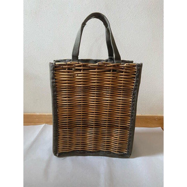 ebagos エバゴス A4カゴ袋 防水キャンバス×紅籐 BLACK-