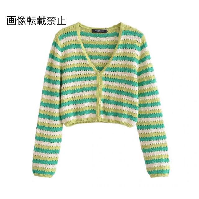 ZARA - 🌻7月新作🏖4855◇green グリーン ボーダー ニット