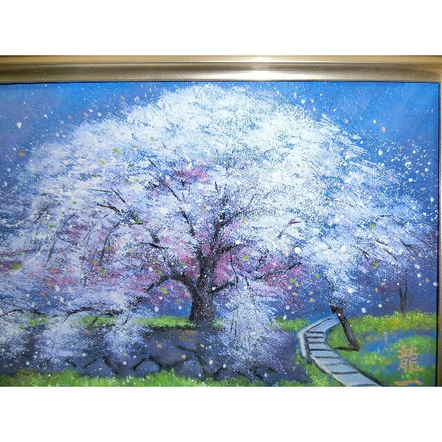 sale【ART】中垣龍一真筆(三春の滝桜)サムホール エンタメ/ホビーの美術品/アンティーク(絵画/タペストリー)の商品写真