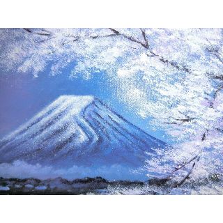 sale【ART】中垣龍一真筆(富士に桜)サムホール(絵画/タペストリー)