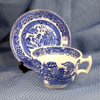 ウェッジウッド(WEDGWOOD)のAlfred Meakin×Woods ミーキンブルーウィロー カップ&ソーサー(陶芸)