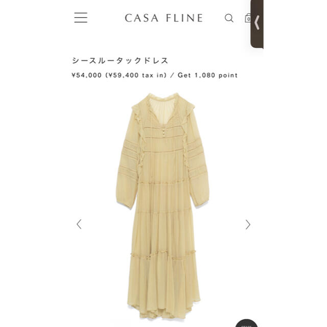 ワンピースCASA FLINE カーサフライン シースルータックドレス