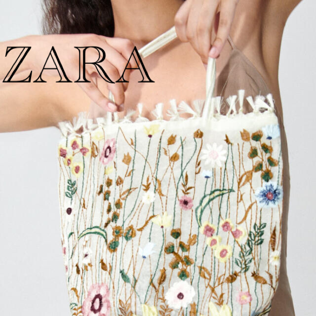 ZARA(ザラ)のお値下げ！ZARA フラワーデザイン　刺繍トート メンズのバッグ(トートバッグ)の商品写真